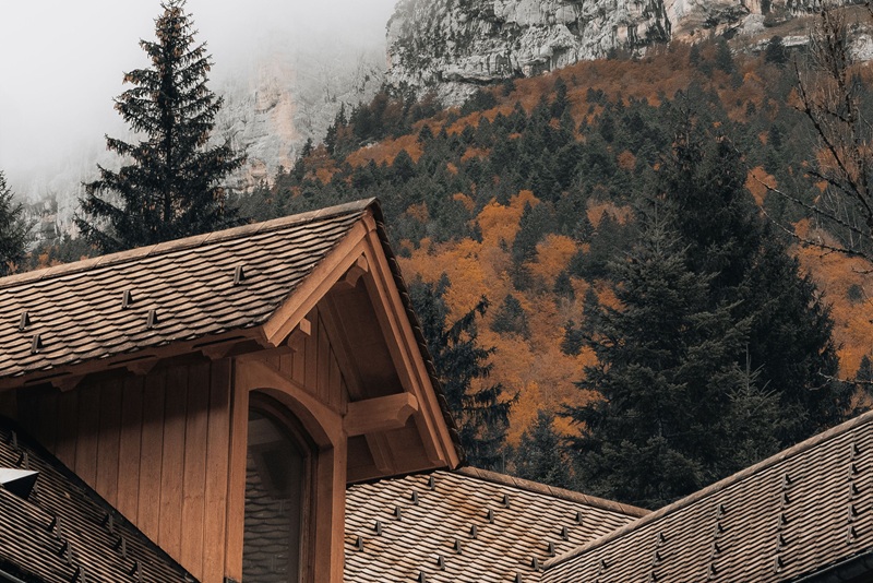 autumn view of the alps by a cloudy day